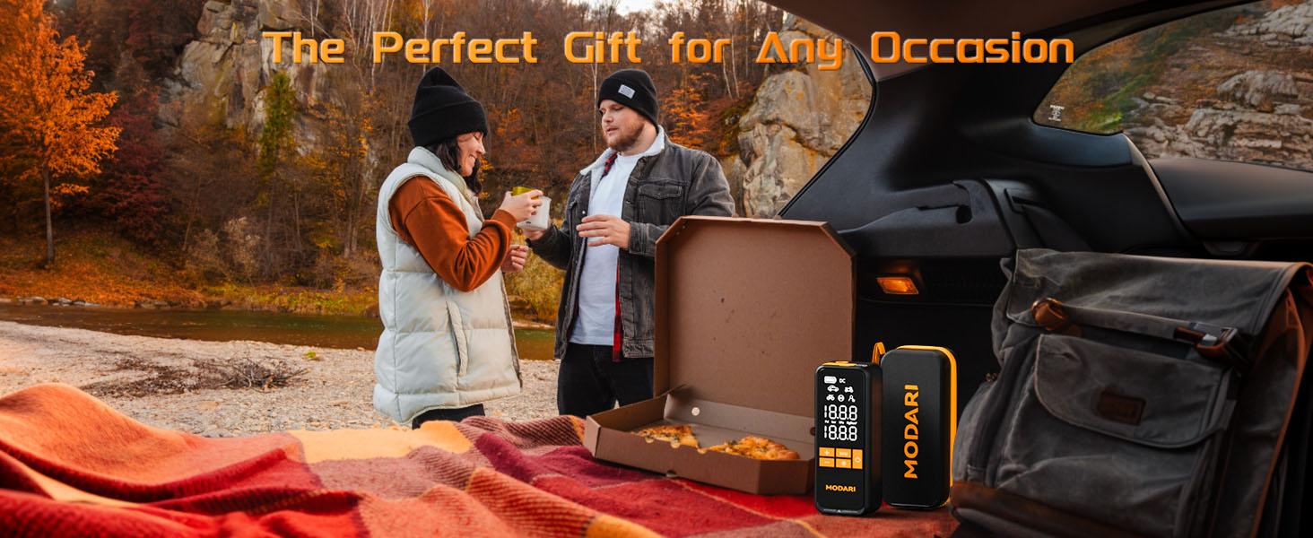 MODARI Tire Inflator - The Perfect Gift for Any Occasion. Ideal for Outdoor Enthusiasts, Drivers, and Travelers Who Need a Reliable and Portable Solution for Tire Inflation. Compact Design Makes It Easy to Carry and Store, Perfect for Camping, Road Trips, or Emergency Situations.